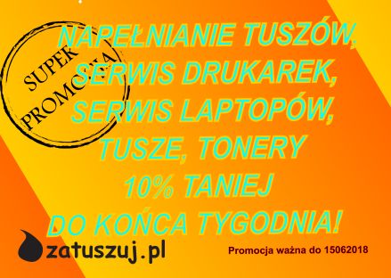 Tusze, tonery, serwis taniej 10% do końca tygodnia. Tusze, tonery, serwis taniej 10% do końca tygodnia.